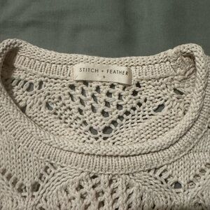 Stitch + Feather Cream Knit Sweater